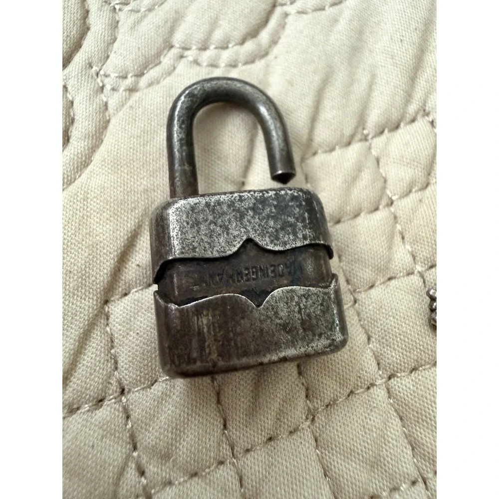 Lock Old Vintage Iron Padlock Push Lock Made In Germany collectible Mini Tiny